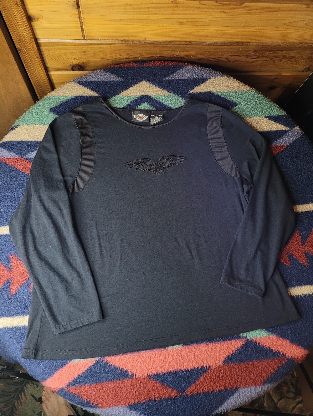 Harley Davidson Shirt Womens Size 2W (22-24) Black Long Sleeve USA Logo